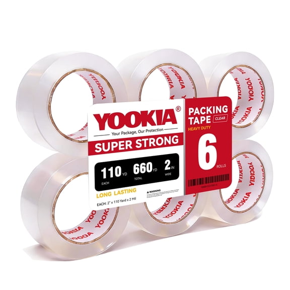 Packing Tape 6 Rolls, 110 Yds x 2" x 2 Mil Heavy Duty Shipping Tape Refills Clear, Packaging Tape for Shiping, Moving, Sealing