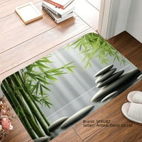 SPXUBZ Bamboo Zen Stones Non Slip Flannel Floor Mat for Bathroom Kitchen Bedroom Decor 16x24 inch