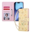 thumbnail image 3 of Becova Flip Wallet Case for Apple iPhone 18 Pro, Stylish Floral Embossed Protective Cards Slots Stand Anti-Scratch Hand Strap Protective Phone Cover for Women Girls, 3 of 6