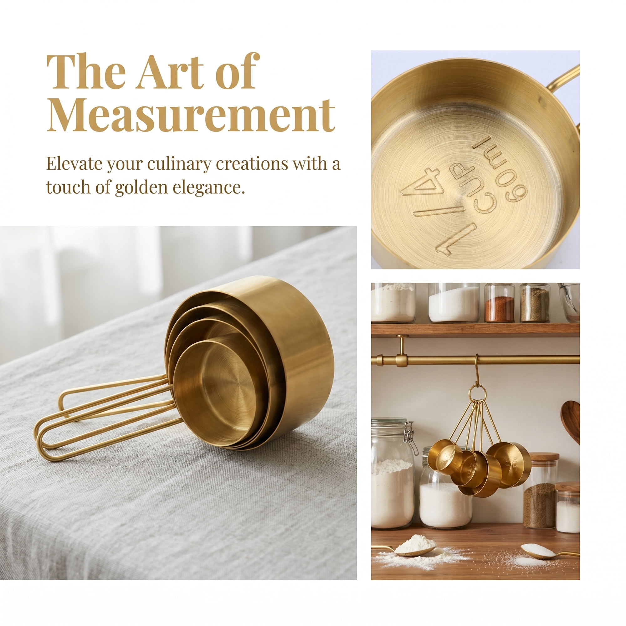 Unique Bargains Stainless Steel Measuring Spoons Set for Precise Cooking Gold-A 4Pcs
