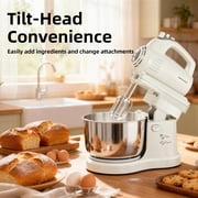 Stand Mixer Automatic Electric Kitchen Mixer - 4.8 QT Smart Standing & Hand Mixer with Auto-Rotating Bowl & Beater, 5-Speed Tilt-Head Household Mixer with Beaters& Dough Hooks for Baking,Black/White