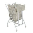 thumbnail image 2 of Honey-Can-Do Steel Folding No Bend Lifting Laundry Hamper with Removable Polycotton Bag, White/Natural, 2 of 12