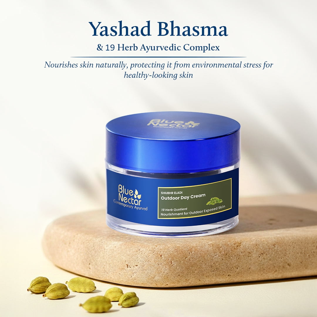 Blue Nectar Eladi Outdoor Day Face Cream for Women | Cardamom Day Cream for Outdoor Exposed Skin & Nourishment | Hydrating Face Moisturizer for Dry & Oily Skin (19 Herbs, 1.7 Oz)
