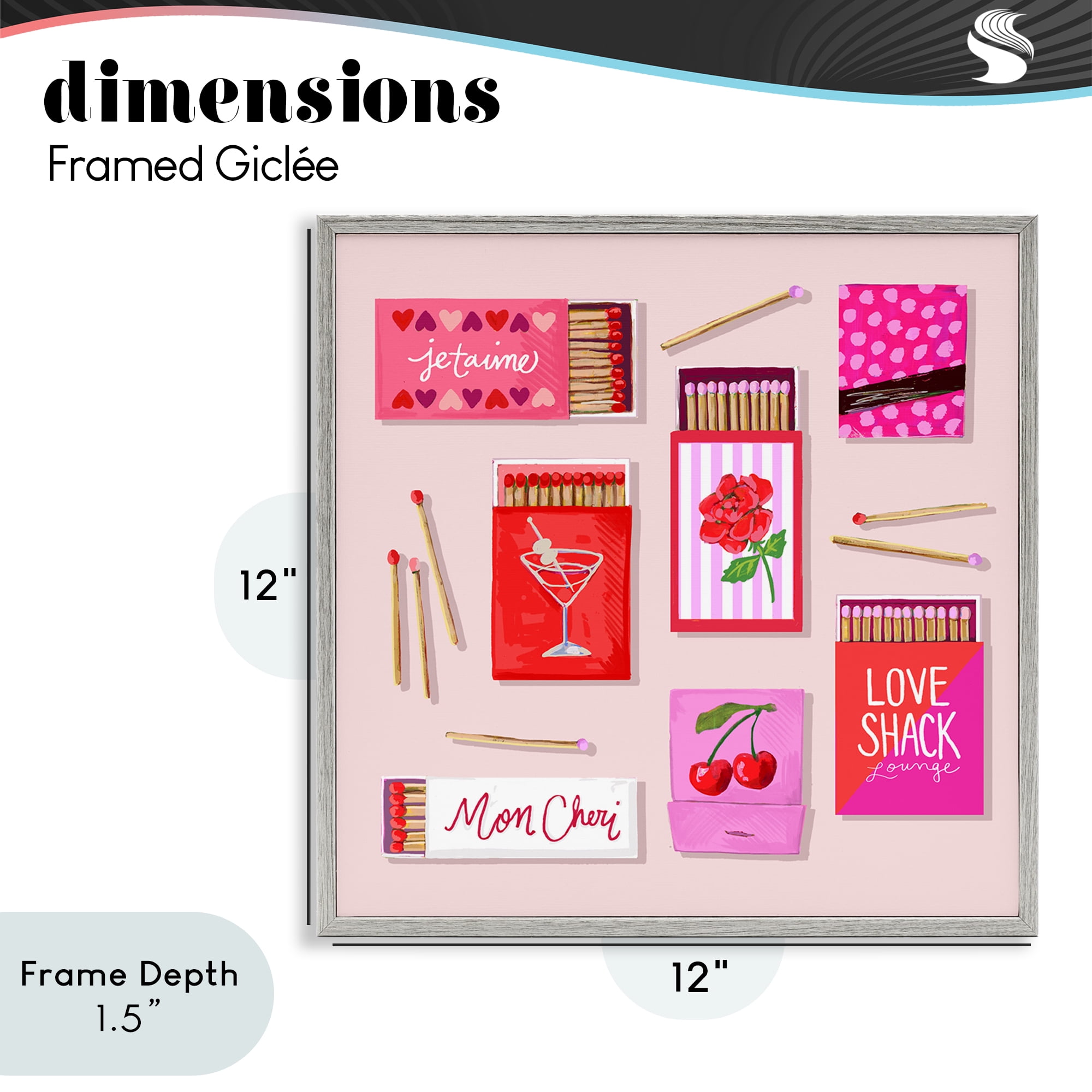 Stupell Industries Je T'aime Romantic Matchbox Set Gray Framed Giclee Art, design by Rachael Reese