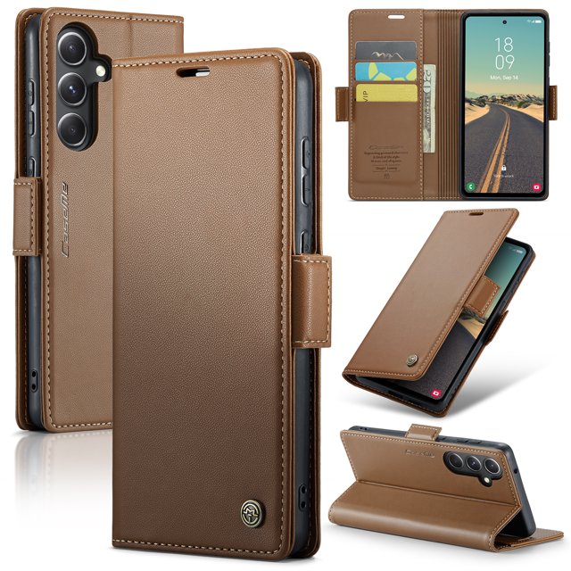 CaseMe Funda de Cuero para Samsung Galaxy S23 FE con Bloqueo RFID, para Samsung Galaxy S23 FE Funda para Mujer y Hombre, Tarjetero con Cierre Magnético, Funda Tipo Folio para Samsung Galaxy S23 FE
