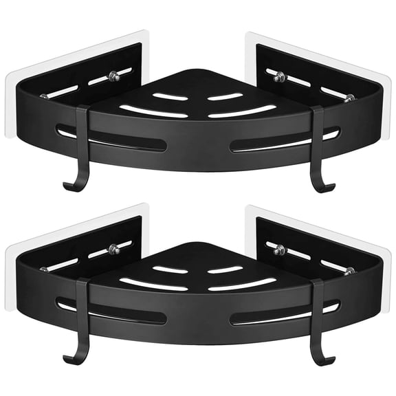 2 Pcs Adhesive Corner Shelf,Punch-Free Wall-Mounted Shower Caddies,Double-Layer Design,Includes Installation Kit,Ideal for Storing Bathroom and Small Items