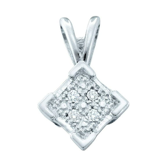 Diamond Princess Sterling Silver Womens Round Diamond Diagonal Square Pendant .01 Cttw