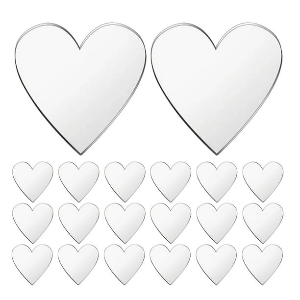 100 espejos artesanales autoadhesivos con forma de corazón, mini azulejos acrílicos para espejo, para manualidades, álbumes de recortes, enmarcar y decorar paredes