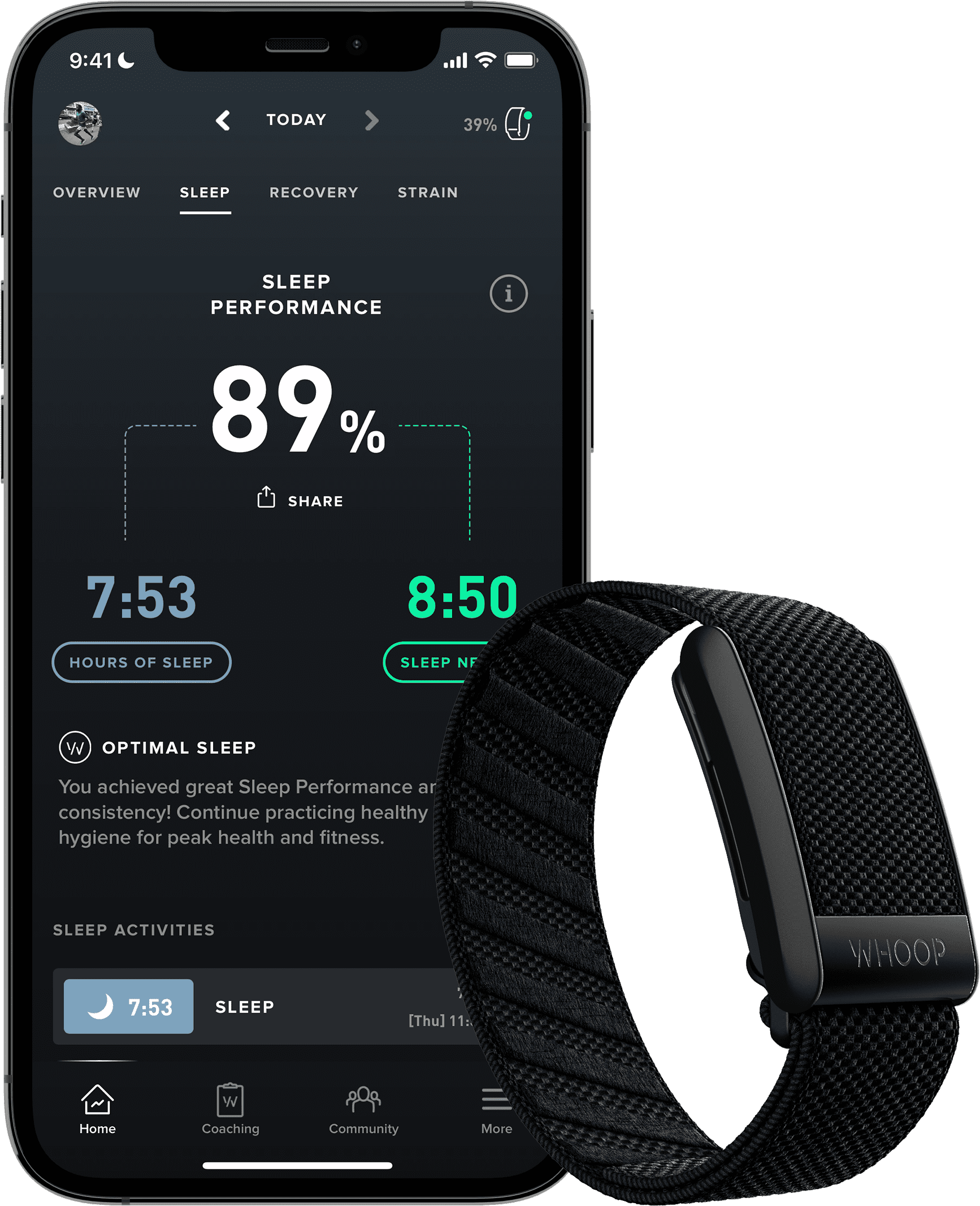 WHOOP 4.0 with 12 Month Subscription – Wearable Health, Fitness & Activity Tracker – Continuous Monitoring, Performance Optimization, Heart Rate Tracking – Improve Sleep, Strain, Recovery, Wellness