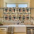 thumbnail image 2 of Yayeee Kitchen Curtains Tier Set of 2 Light Filtering 57"x36" Over Sink Window Panels, Red Geometric, 2 of 7