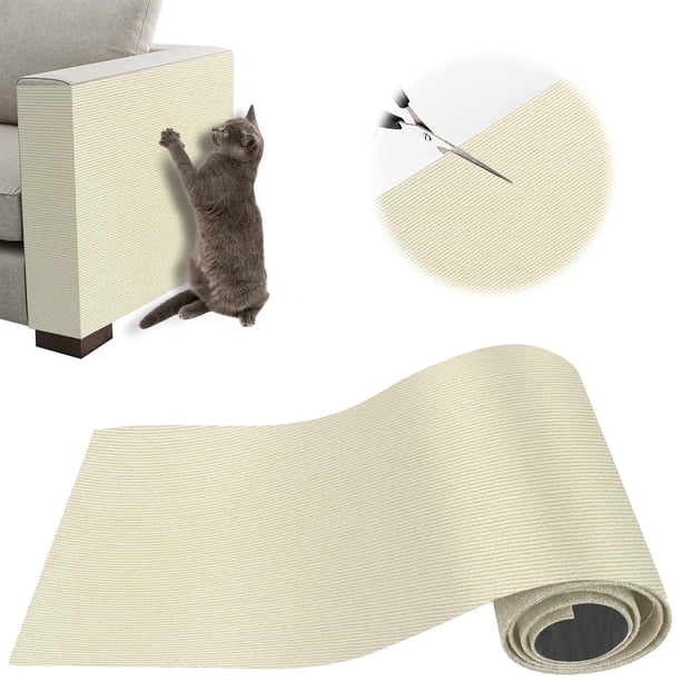 Alfombra rascador para gatos, autoadhesiva, 100 x 30 cm, reutilizable y recortable, ideal para sofás, muebles y paredes, fácil de instalar, sisal y alfombra (gris claro)