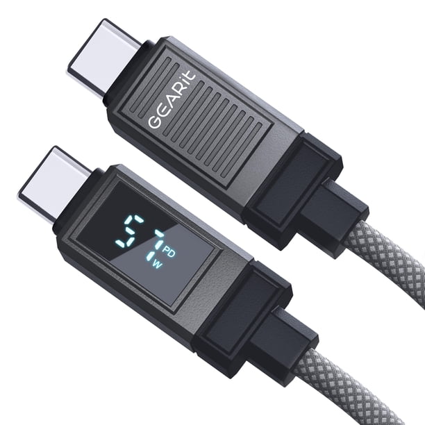 Cable USB-C GEARit 100W Carga Rápida 1m Trenzado Gris