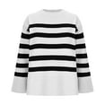 thumbnail image 7 of Royisotas Striped Sweaters for Women Pullover White Loose Knit Fashion Crewneck Long Sleeve Womens Sweater Tops, 7 of 7
