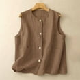 thumbnail image 3 of Yubnlvae Women's Solid Color Vest – 2025 Spring/Summer Retro Cotton-Linen Casual Layering Piece, Loose Fit Versatile Outerwear (Black, Grey, Khaki, Beige | M-XXL) (Khaki | XL), 3 of 8