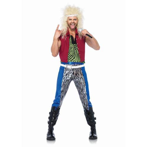 80s Rocker Costumes Set Miayon 6pcs Mens Rock Star Heavy Metal Wig Set Halloween Costume Accessories 