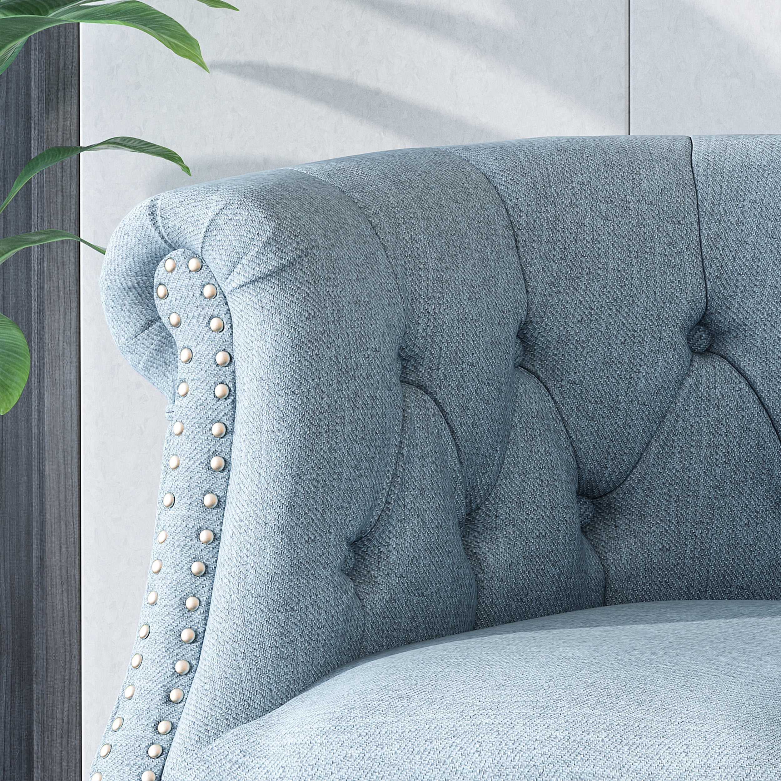 Noble House Beihoffer Chair & Ottoman Sets, Light Blue