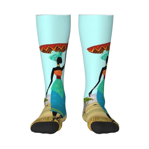 Balery African Women Calcetines novedosos Calcetines deportivos Calcetines hasta la rodilla Calcetines de algodón Calcetines originales y geniales