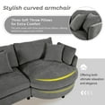 thumbnail image 4 of Harper & Bright Designs L-Shaped Sectional Sofa Set with Curved Chaise and Lounger, 3-Seat Couch with Pillows, Chenille Upholstered Sectional Sofa for Living Room , Grey, 4 of 18