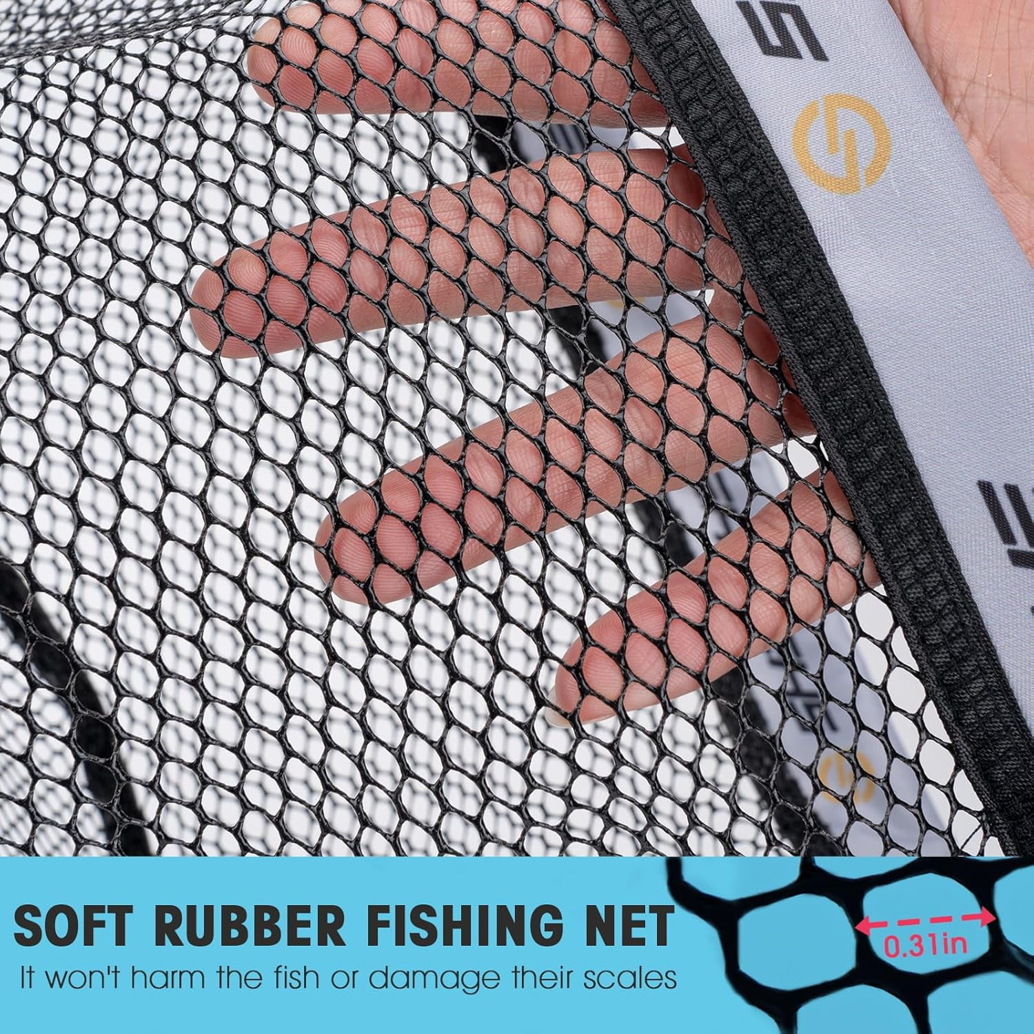 Fly Fishing Net Trout Net Kayak Fishing Net Freshwater Trout Fishing Landing Net Rubber Mesh for Catch and Release Portable
