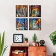 thumbnail image 5 of Colorful Landscape Canvas Wall Art Abstract Texture Rainbow Trees with Umbrella Walking Couple Oil Painting Prints Pictures Artwork for Living Room Bedroom Office Home Decoration 16x16" 4 Pieces, 5 of 6