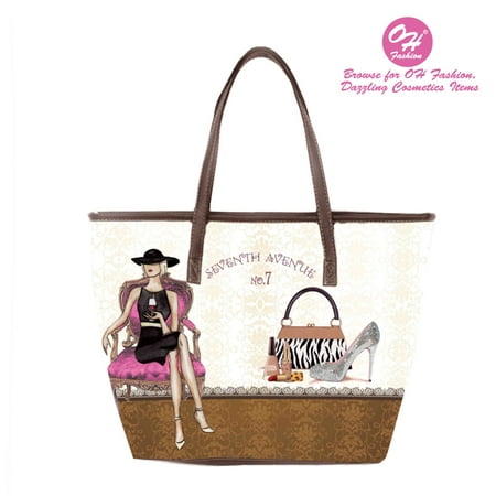 City Light Tote - OH Fashion Women Handbag Tote Glamorous Ona PU Leather Barrel Handbag Shoulder Bag Tote Purse Cities Design Travel Bag Adventure Awaits Collection