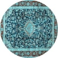 thumbnail image 1 of Ahgly Company Indoor Round Medallion Light Blue Traditional Area Rugs, 5' Round, 1 of 4
