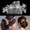 thumbnail image 3 of Trayknick Strass Faux Perle Incrusté Fleur Cheveux Peigne Épingle à Cheveux Mariée Accessoire de Mariage, 3 of 13