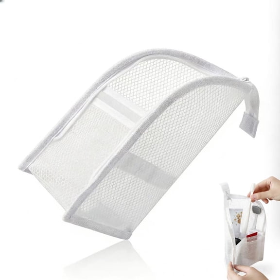 Standing Toiletry Bag, Portable Lightweight Travel Toiletry Bag, EVA Mesh Cosmetic Waterproof Bag Travel Essentials, Large Capacity Organizer for Toiletries White