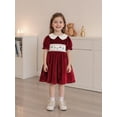 thumbnail image 5 of Miaouyo 1-7T Little Baby Girl Christmas A Line Dress String Lights Embroidery Short Sleeves Doll Collar Velvet Dress, 5 of 9
