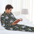 thumbnail image 6 of Fuzoiu Cute Sloth Print Men's Long-Sleeved Pajama,Lounge Button Down Nightwear,Mens Notch Collar Pajama Set -Small, 6 of 7