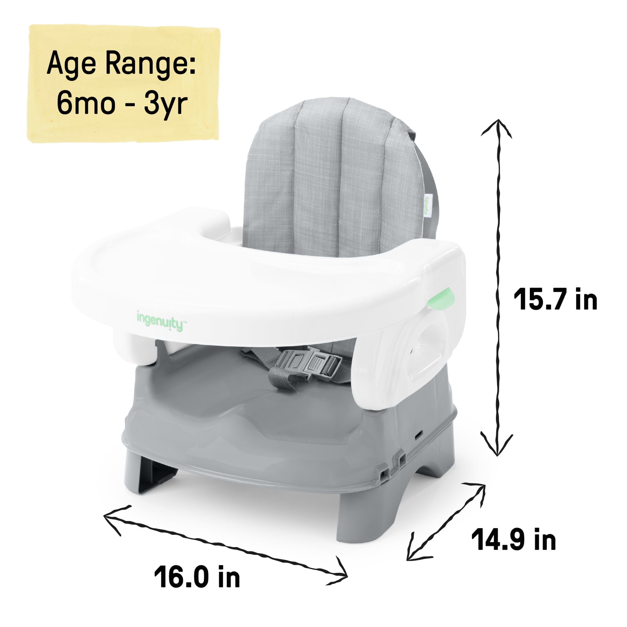 Ingenuity Deluxe Comfort Folding Baby Booster - Adjustable Height - Cushioned - Lightweight - 6M-3Y