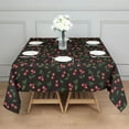 thumbnail image 3 of Black Christmas Cherry Pattern Square Tablecloth,Waterproof Square Table Cover,Wipeable Spillproof Washable Table Cover for Home Kitchen Party Decor 52"x52"(132x132cm), 3 of 6