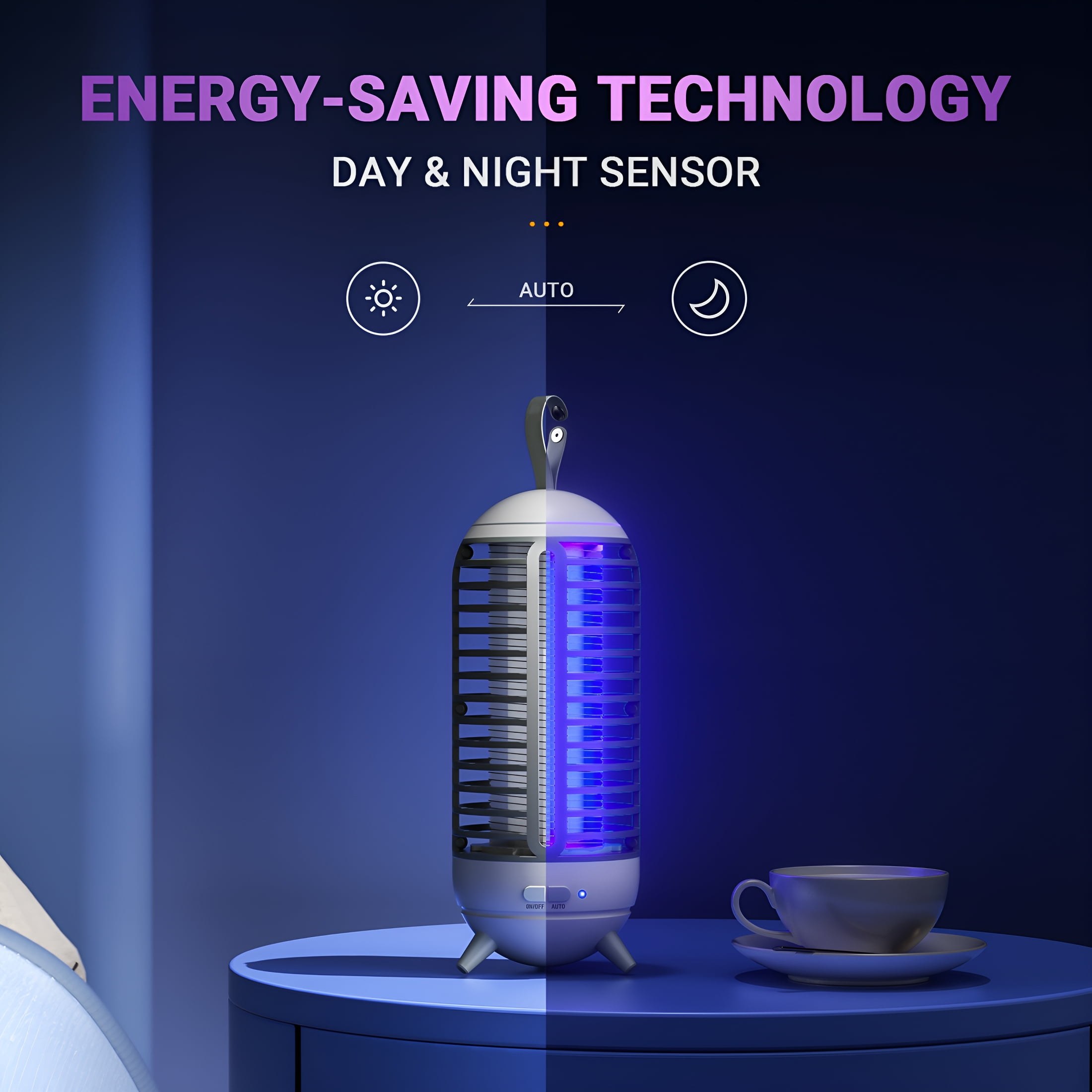 HIBIBUD Bug Zapper & Cordless 2500mAh Fly Zapper Indoor & Outdoor Mosquito Zapper,Portable Bug Zapper,Fly Trap (White)