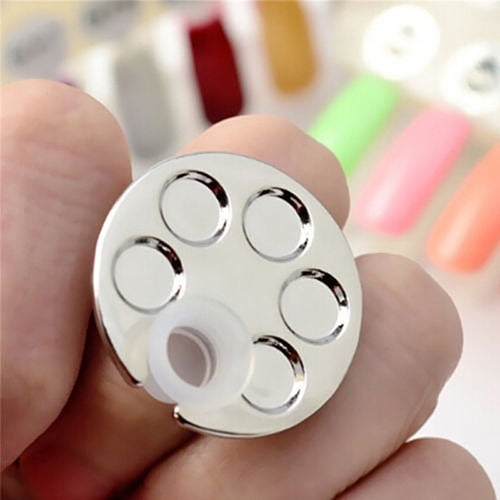 UDIYO Nail Art Ring Palette Free Hand Manicure Finger Palette Nail Makeup  Mixing Palette
