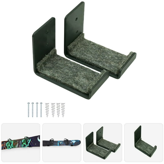 PTOOTP 2Pcs Space Saving Wall Mounted Snowboard Holder Grey Metal Rack for Organized Storage