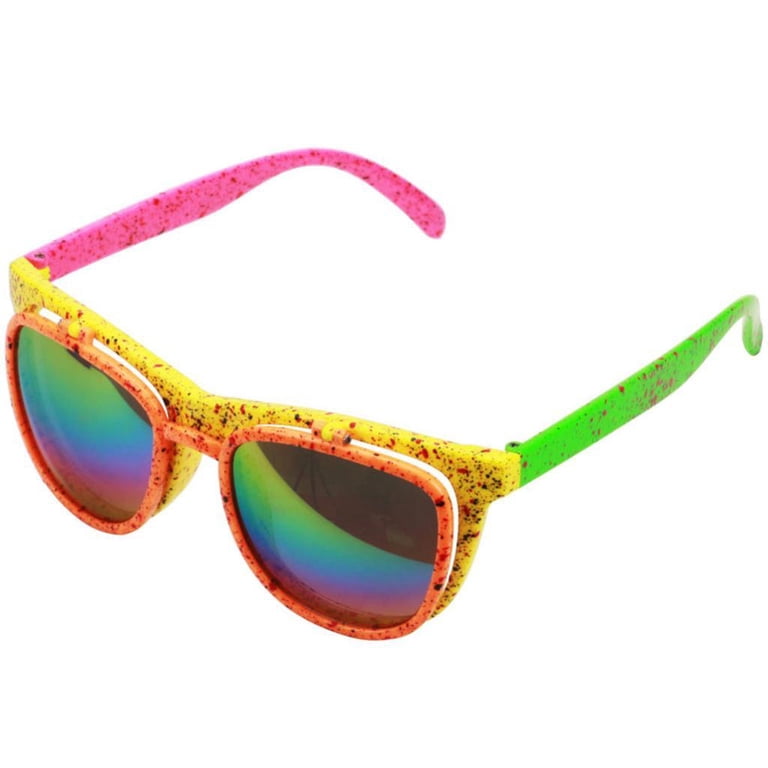 80s Neon Novelty up Sunglasses Double Lens Glasses Club Costumes