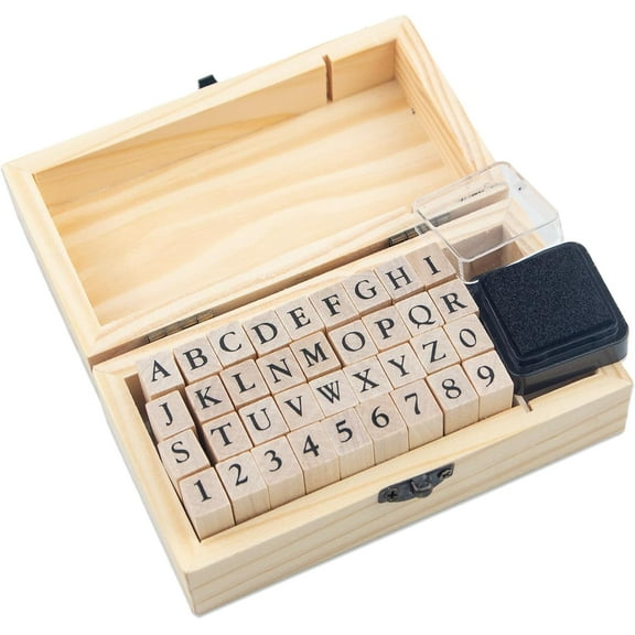 Rubber Stamp Letters Numbers and Alphabets, 36 Pcs Small Wooden Rubber Stamps for Card Making, DIY Craft, Scrapbooking Supplie, etc.