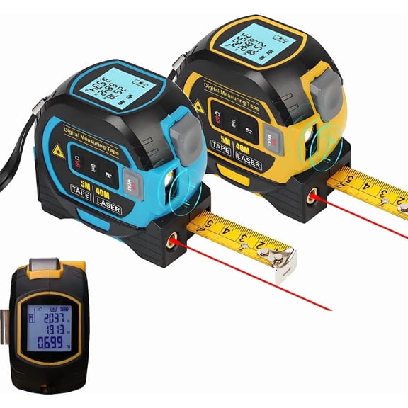 Almighty Tools Tape Measure 3-in-1 Laser Digital Measuring Tape Ruler-LCD Backlight 5M/16Ft Tape & Laser 40m/131Ft & 60m/197Ft Rangefinder,Crosshairs Markings,Data Storage,Durable ABS Case