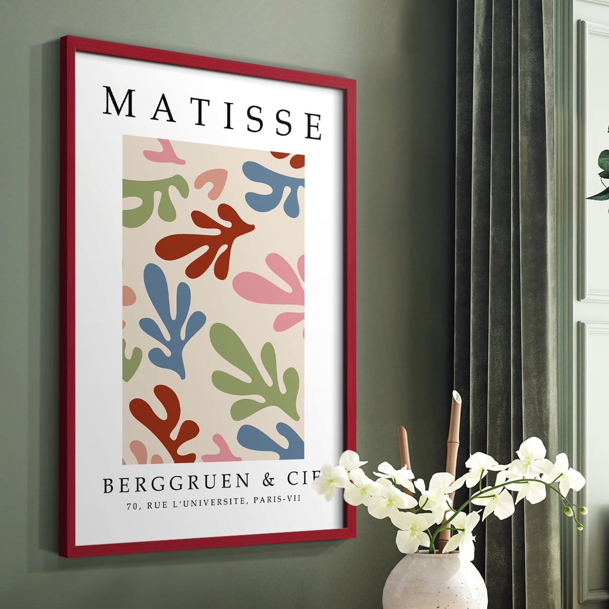 Matisse CIII Framed Print in Red Solid Wood 16 x 20 Framed Print