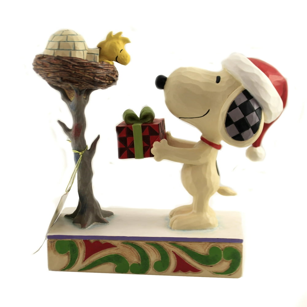 Peanuts Jim Shore Snoopy Giving Woodstock A Snowy Gift 6006938