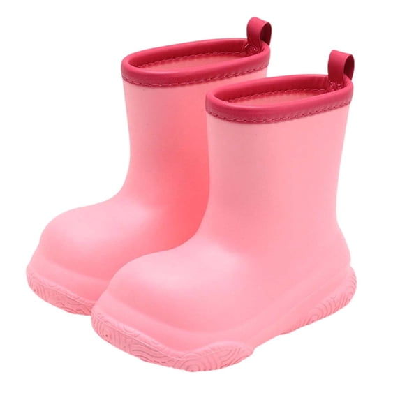 Eltusu Boys Rain Boots Waterproof, No Slip Mid-Calf EVA Lightweight Rain Shoes Pink Size 12.5 Little Kids