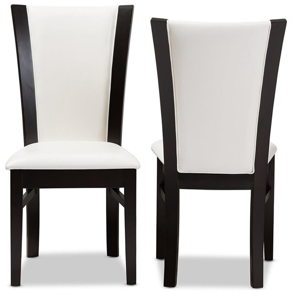 Baxton Studio Adley Faux Leather Dining Side Chair in White (Set of 2)