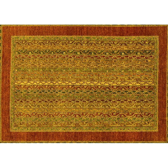 Ahgly Company Indoor Rectangle Abstract Yellow Modern Area Rugs, 5' x 8'
