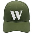 thumbnail image 2 of Daxton Structured Curve Visor Bill Baseball Hat 3D Capital Alphabet Letters, Olive Hat White Letter W, 2 of 3