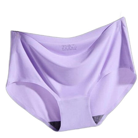 knqrhpse Seamless Underwear for Women No Show Underwear Women Spring/Summer Ice Silk Traceless Breathable Mid Waist Triangle Underwear Cotton Underwear Panties for Women Purple S