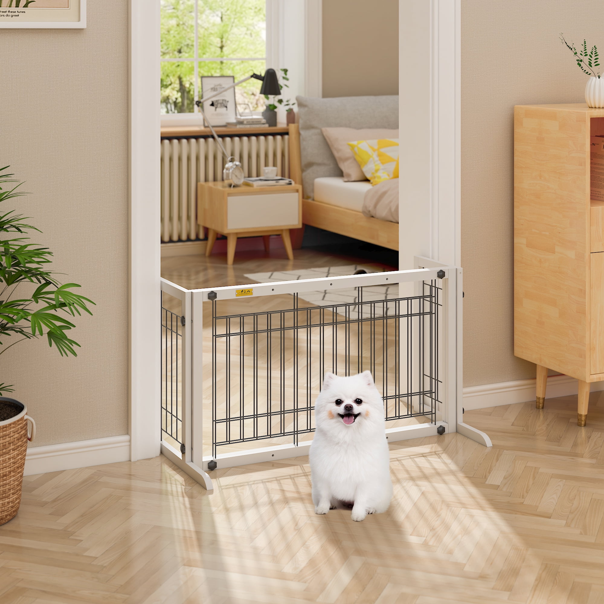 COZIWOW Freestanding Pet Gate, Extra Wide Adjustable Portable Partition
