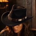 thumbnail image 5 of Qwertyu Cowboy Hat for Men Women Classic Cowgirl Hat Wide Brim Western Women Mens Cowboy Hats Cowgirl Hats Gifts Black, 5 of 6