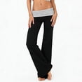 thumbnail image 4 of Stralyhd Wide Leg Yoga Pants for Women Fold Over Waist Pants Low Rise Y2k Flare Leggings Sweatpants Color Block Lounge Pants Black L, 4 of 8