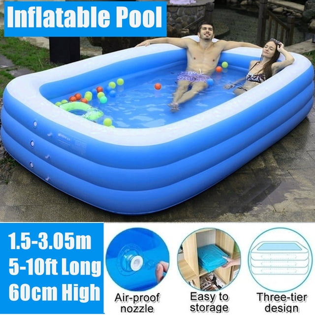 Family Inflatable Swimming Pools Above Ground Swimming Pool, Outdoor Kiddie Pool Garden Backyard Beach Paddling Pool Swim Center 5ft/7ft/10ft