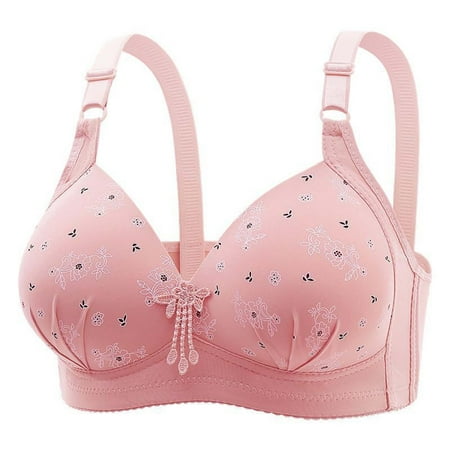 Up to 60% off Wireless Bra  Women s Large Size Adjustable Push-Up Breathable Full Cup Bra Without Wires(Pink 44)